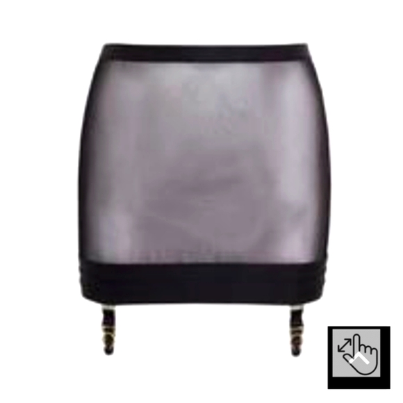 PLUS Garter Skirt & Bralette in Mesh, Hooks, Satin (2-Piece Set) - Picture 3 of 16